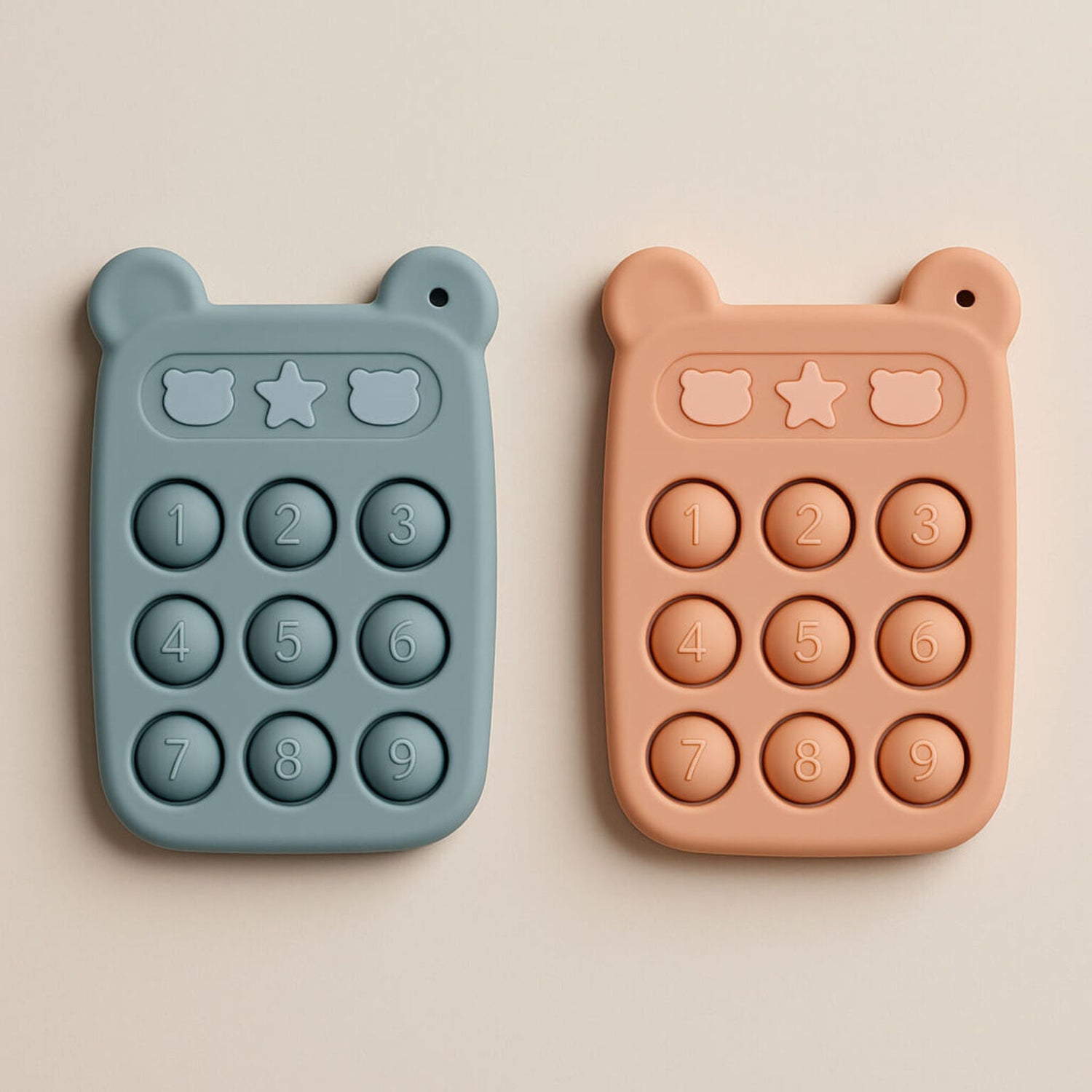 Beary Press on Phone Silicone Teething Toy – sensory keypad toy for babies, Cuddle Bloom