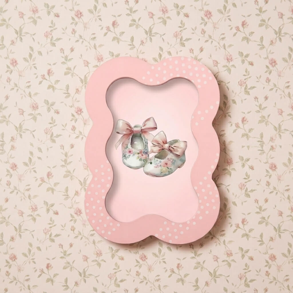 Vintage Scallop Nursery Frame styled – nursery decor baby frame, Cuddle Bloom