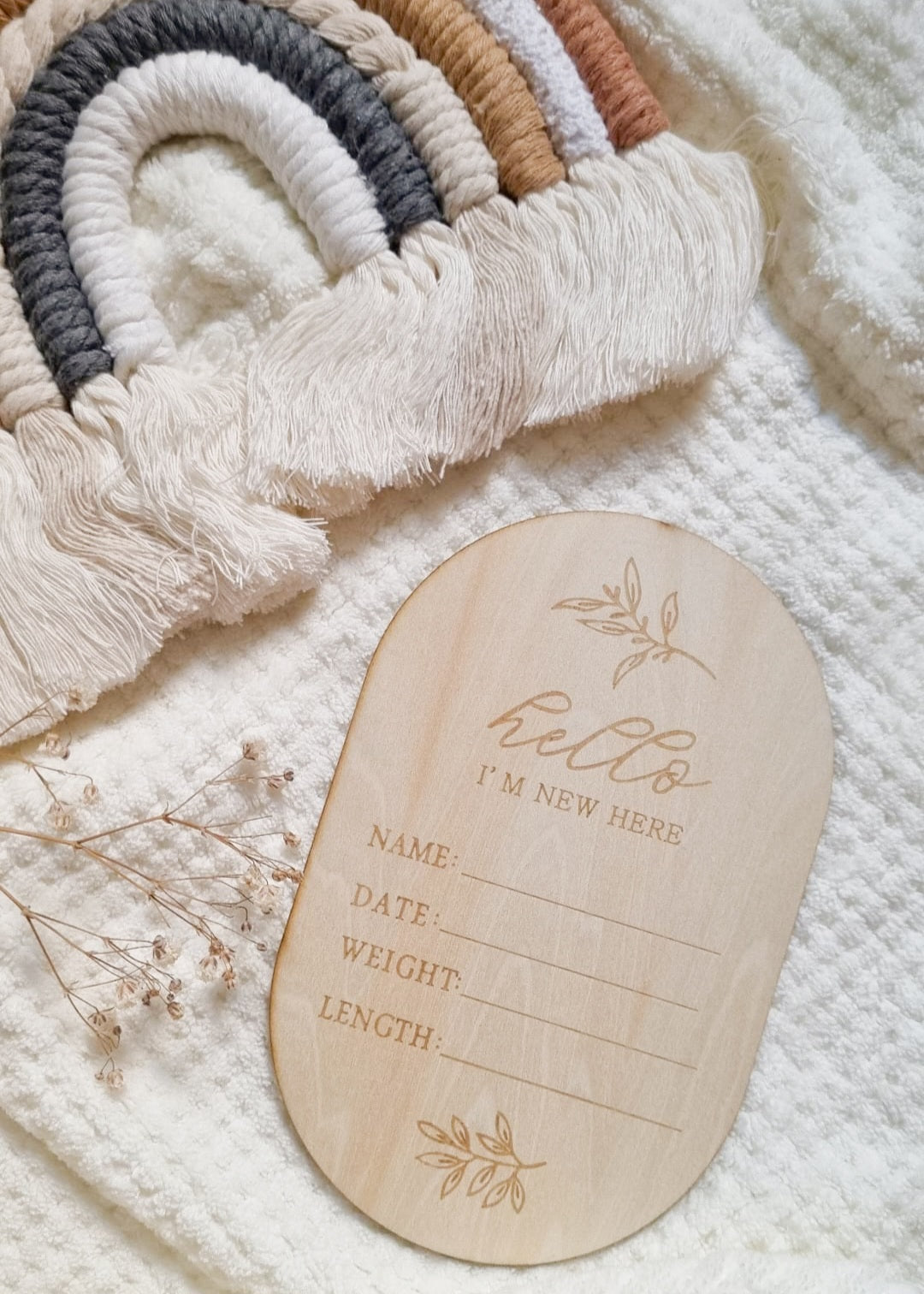 Hello Baby Keepsake Set birth announcement board – personalized newborn keepsake, Cuddle Bloom Pakistan