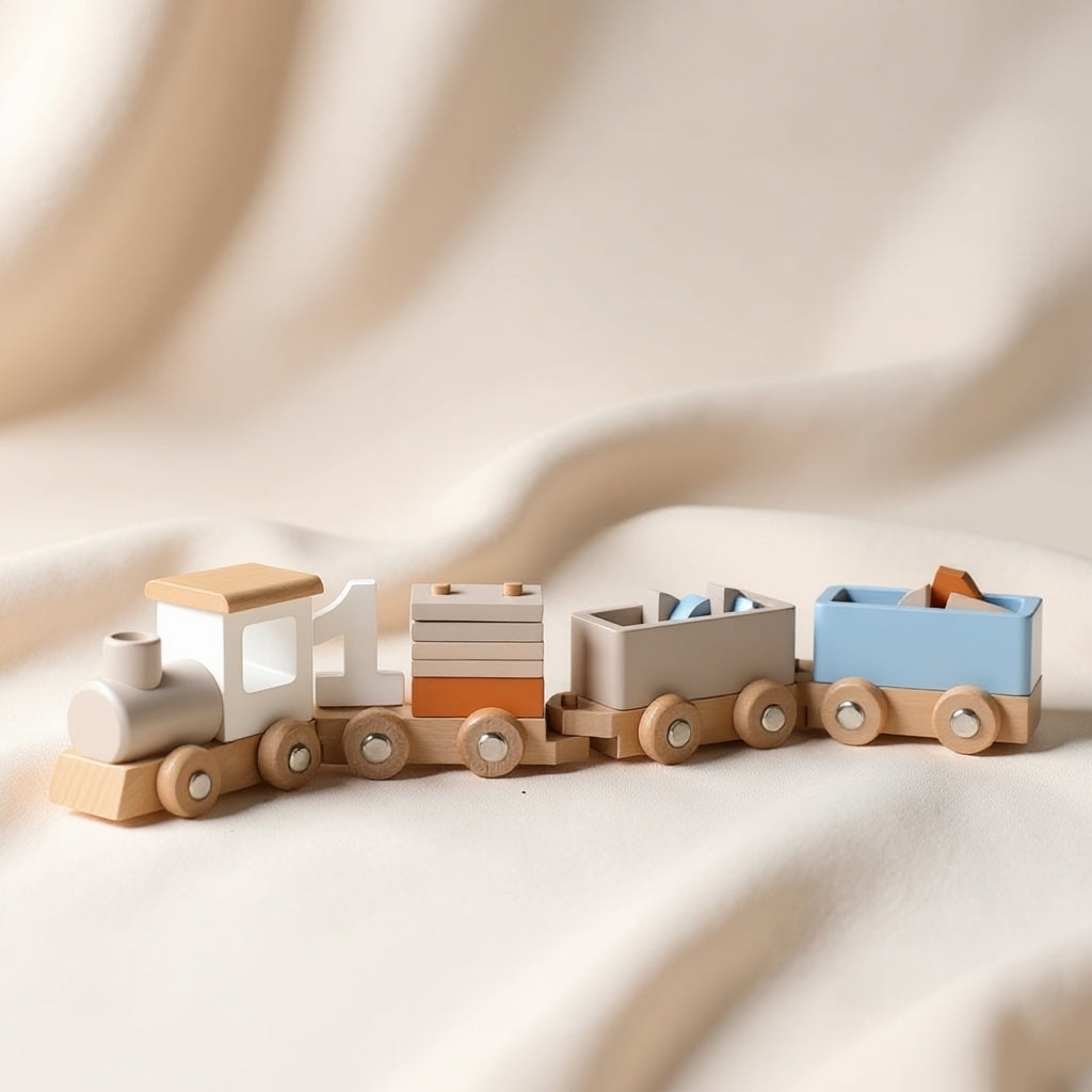 Cuddlebloom Eco Express Wooden Montessori Toy Train – Natural Baby Toy