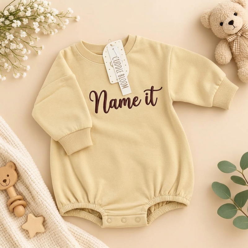 Customized Name Soft Knit Baby Romper