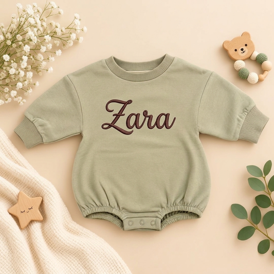 Customized Name Soft Knit Baby Romper