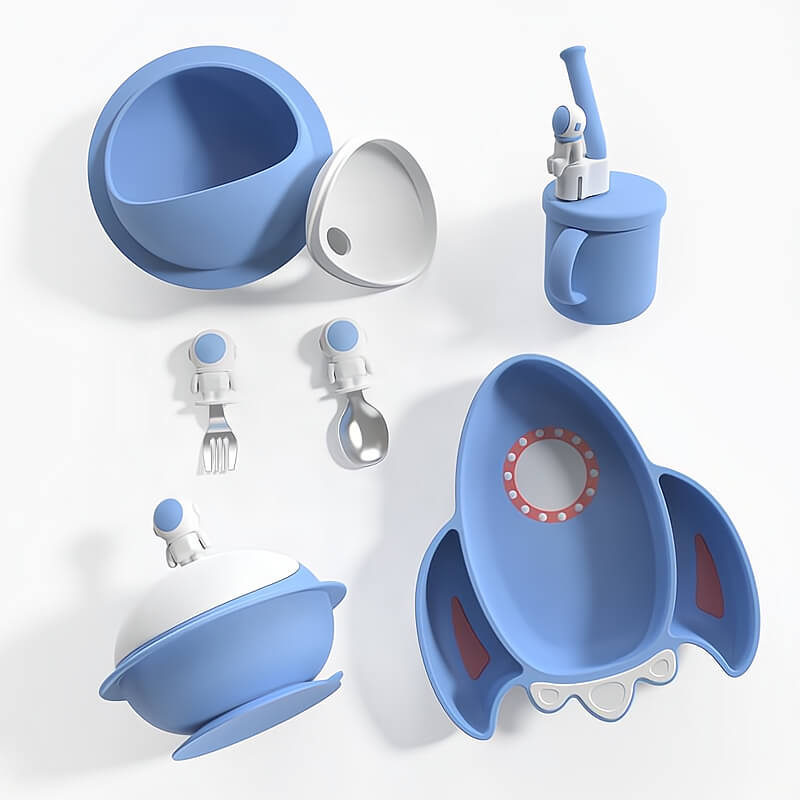 Astronaut Baby Feeding Set | Silicone Bowl, Cup & Utensils