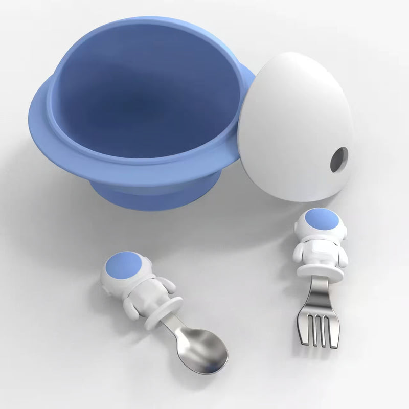 Astronaut Baby Feeding Set | Silicone Bowl, Cup & Utensils