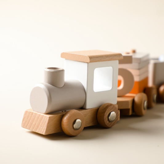 Eco Express Wooden Montessori Toy Train side view – sustainable baby toy by Cuddle Bloom