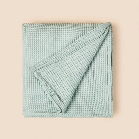 Cotton Waffle Blanket blue – soft woven baby blanket, Cuddle Bloom Pakistan