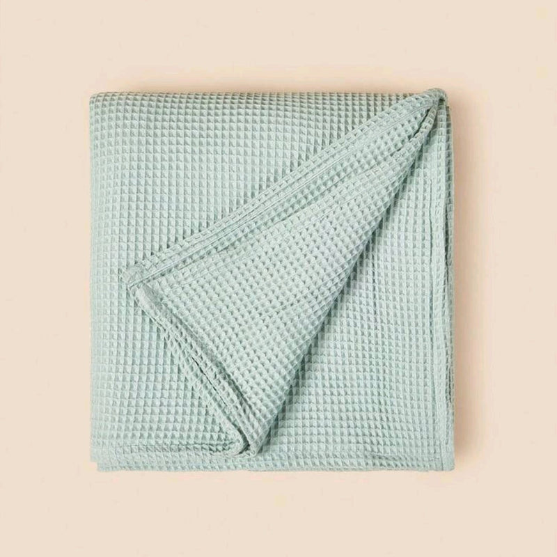 Cotton Waffle Blanket blue – soft woven baby blanket, Cuddle Bloom Pakistan