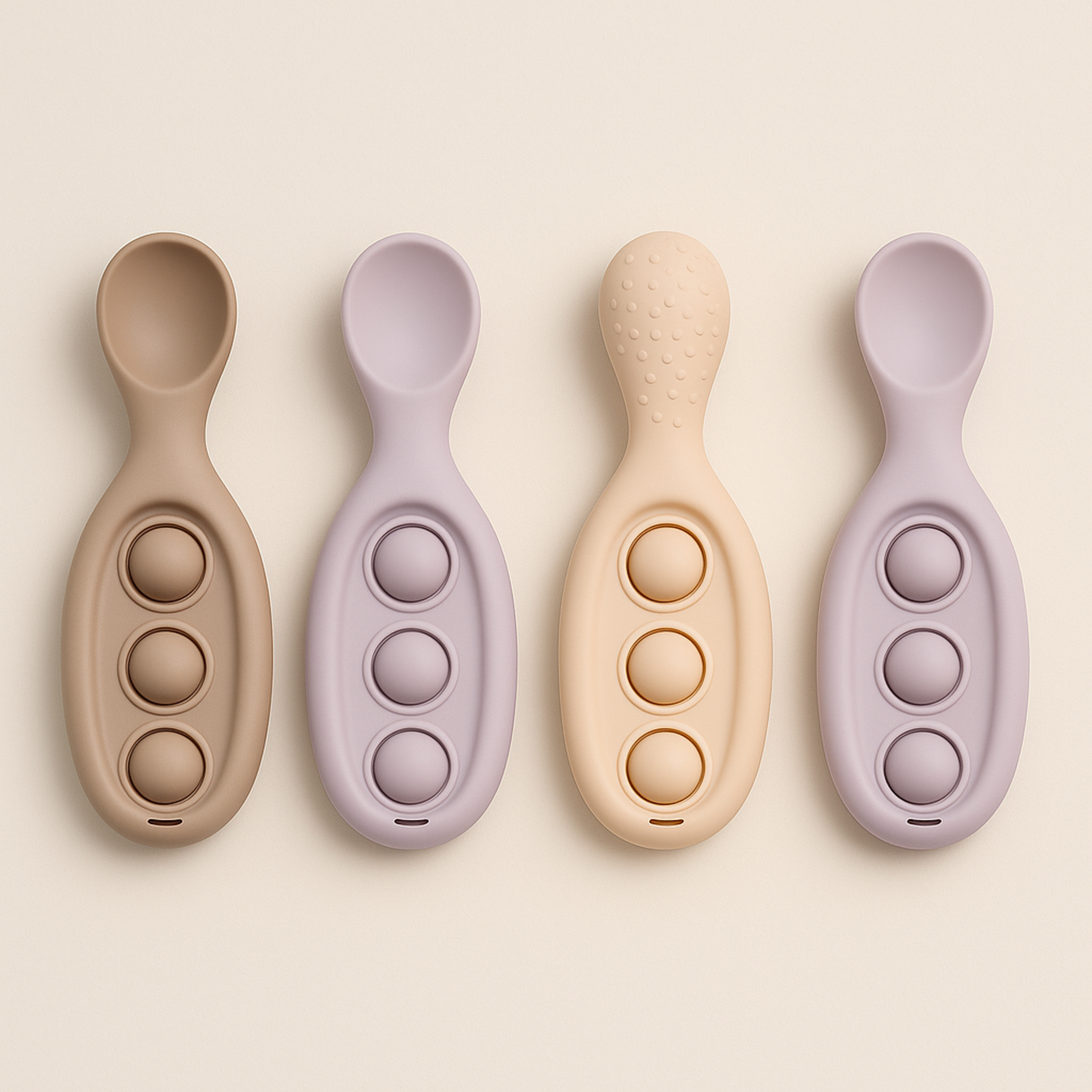 Silicone Fidget Button Spoon Set for babies – sensory feeding spoons by Cuddle Bloom Pakistan