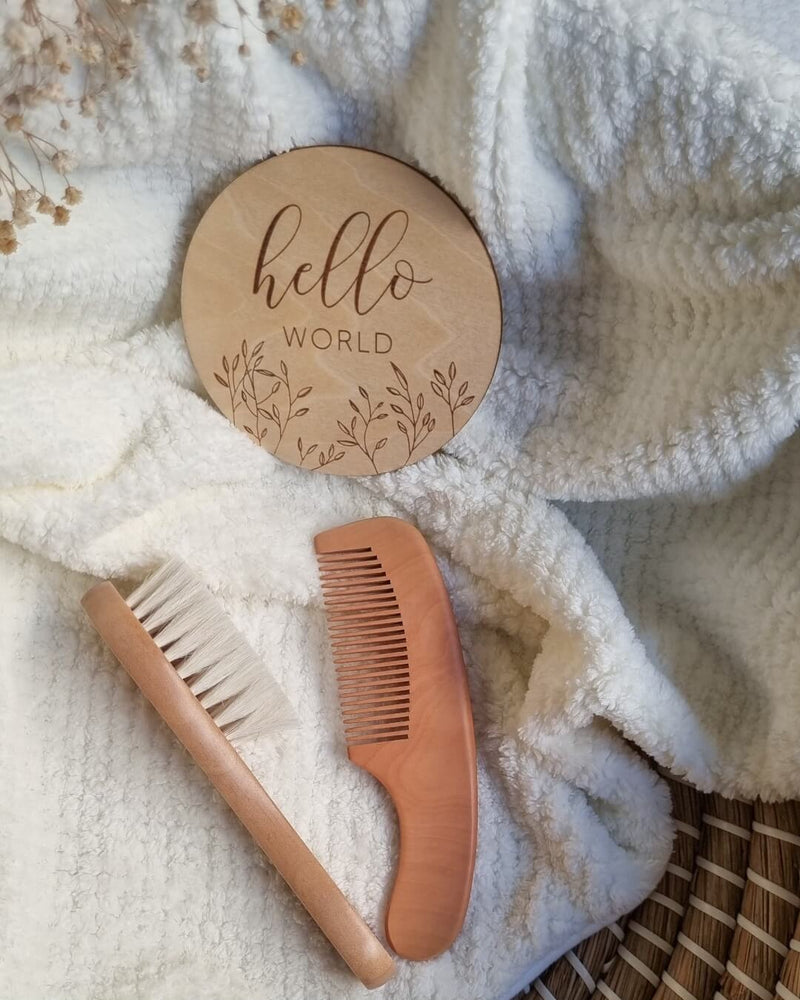 Cottage Core Inspired Natural Wooden Baby Brush Set – comb and brush for babies, Cuddle Bloom Pakistan