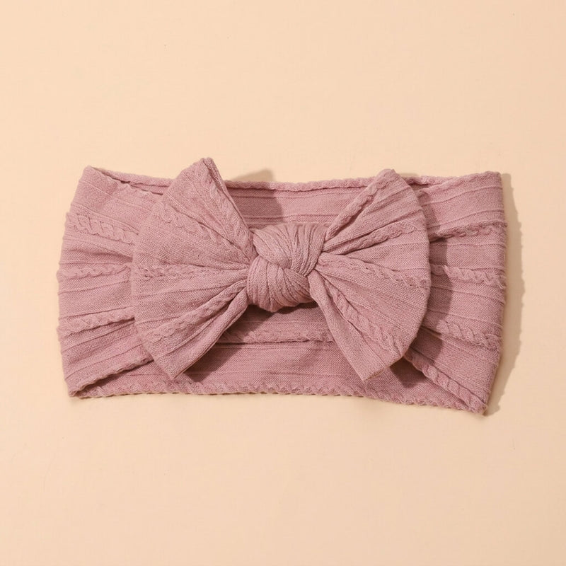 Knotted Baby Head Wrap colours – blush pink dusky mauve peach brown headbands, Cuddle Bloom