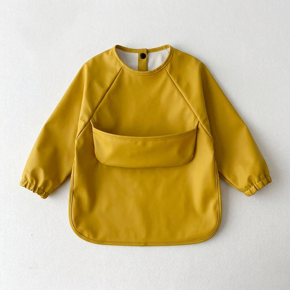 Mess-Free Long Sleeve Bib lifestyle – baby wearing full sleeve mealtime bib, Cuddle Bloom