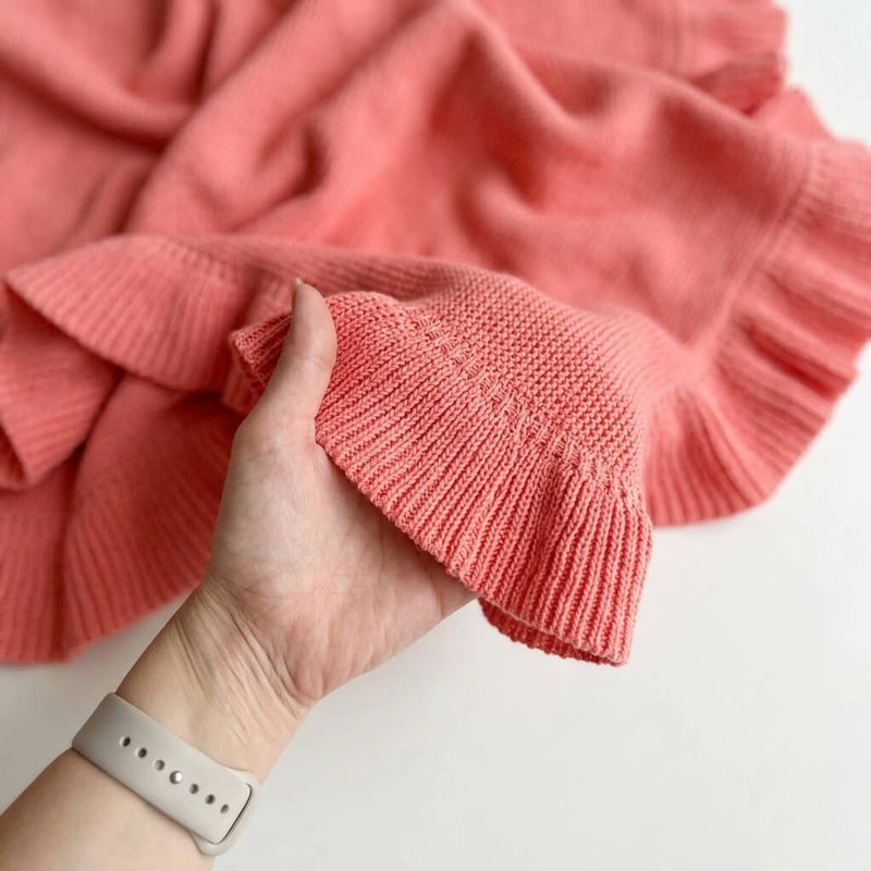 Knitted Cotton Trim Baby Blanket – Handmade