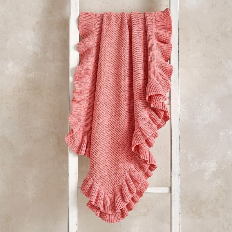 Knitted Cotton Trim Baby Blanket – Handmade