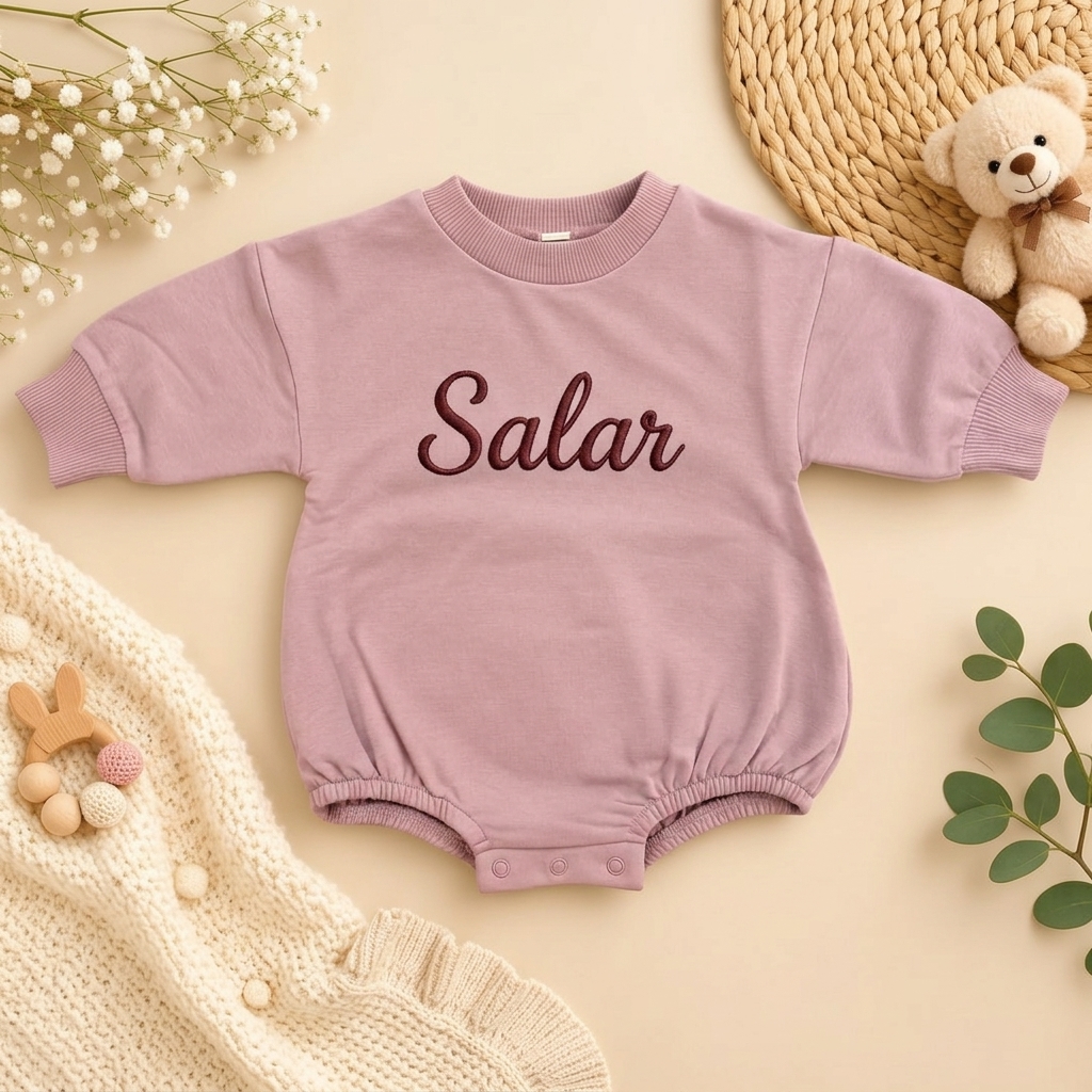 Customized Name Soft Knit Baby Romper