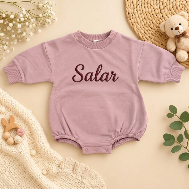 Customized Name Soft Knit Baby Romper